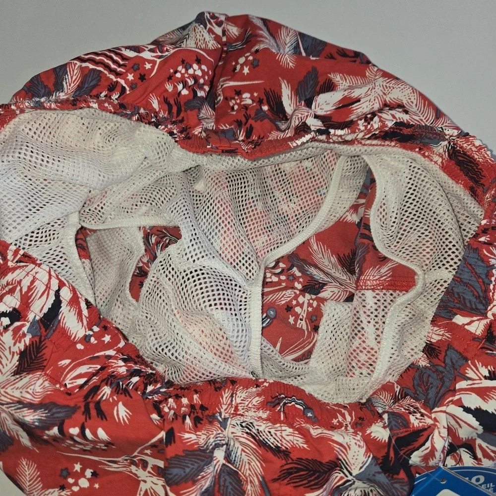 Columbia PFG Mens Medium Red Tropical Palm Marlin Swim Trunks Shorts UPF 50 New